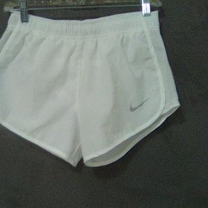 Nike white lined active shorts with mesh siding